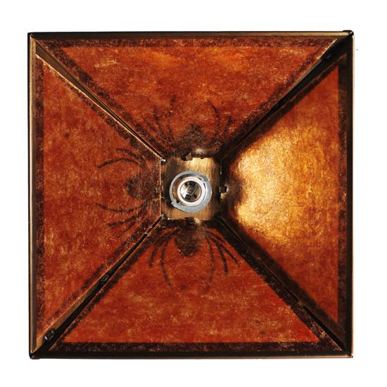 Meyda Lighting Mountain Pine 20" Antique Copper Pendant Light With Amber Mica Shade Glass