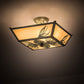 Meyda Lighting Mountain Pine 22" 3-Light Green Tarnished Copper Flush Mount Light With Beige Art Shade Glass