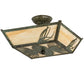 Meyda Lighting Mountain Pine 22" 3-Light Green Tarnished Copper Flush Mount Light With Beige Art Shade Glass