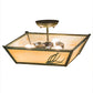 Meyda Lighting Mountain Pine 22" 3-Light Green Tarnished Copper Flush Mount Light With Beige Art Shade Glass