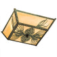 Meyda Lighting Mountain Pine 22" 3-Light Green Tarnished Copper Flush Mount Light With Beige Art Shade Glass