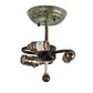 Meyda Lighting Mountain Pine 22" 3-Light Green Tarnished Copper Flush Mount Light With Beige Art Shade Glass