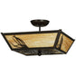 Meyda Lighting Mountain Pine 22" 3-Light Timeless Bronze Flush Mount Light With Beige Art Shade Glass