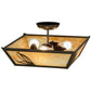Meyda Lighting Mountain Pine 22" 3-Light Timeless Bronze Flush Mount Light With Beige Art Shade Glass