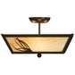 Meyda Lighting Mountain Pine 22" 3-Light Timeless Bronze Flush Mount Light With Beige Art Shade Glass