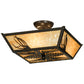 Meyda Lighting Mountain Pine 22" 3-Light Timeless Bronze Flush Mount Light With Beige Art Shade Glass