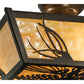 Meyda Lighting Mountain Pine 22" 3-Light Timeless Bronze Flush Mount Light With Beige Art Shade Glass