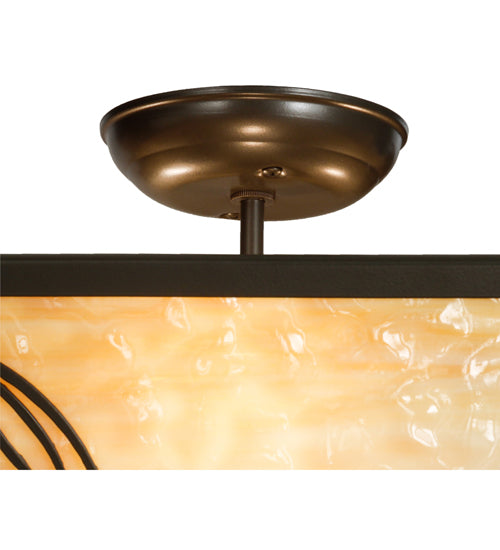 Meyda Lighting Mountain Pine 22" 3-Light Timeless Bronze Flush Mount Light With Beige Art Shade Glass