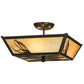 Meyda Lighting Mountain Pine 22" 3-Light Timeless Bronze Flush Mount Light With Beige Art Shade Glass