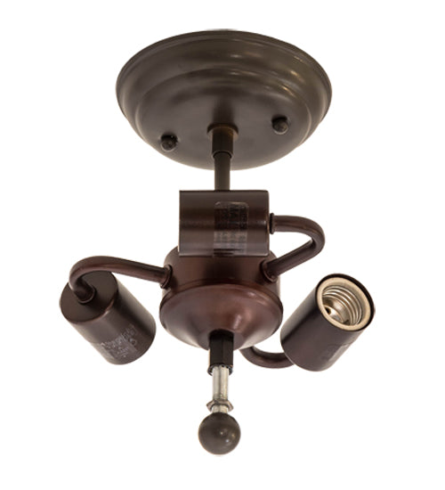 Meyda Lighting Mountain Pine 22" 3-Light Timeless Bronze Flush Mount Light With Silver Mica Shade Glass