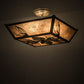 Meyda Lighting Mountain Pine 22" 3-Light Timeless Bronze Flush Mount Light With Silver Mica Shade Glass