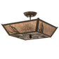 Meyda Lighting Mountain Pine 22" 3-Light Timeless Bronze Flush Mount Light With Silver Mica Shade Glass