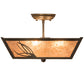 Meyda Lighting Mountain Pine 22" 3-Light Timeless Bronze Flush Mount Light With Silver Mica Shade Glass