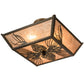 Meyda Lighting Mountain Pine 22" 3-Light Timeless Bronze Flush Mount Light With Silver Mica Shade Glass