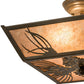 Meyda Lighting Mountain Pine 22" 3-Light Timeless Bronze Flush Mount Light With Silver Mica Shade Glass
