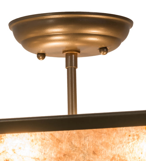 Meyda Lighting Mountain Pine 22" 3-Light Timeless Bronze Flush Mount Light With Silver Mica Shade Glass