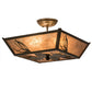 Meyda Lighting Mountain Pine 22" 3-Light Timeless Bronze Flush Mount Light With Silver Mica Shade Glass