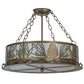 Meyda Lighting Mountain Pine 22" 4-Light Antique Copper & Green Needles Semi-flush Mount Ceiling Light With Silver Mica Shade Glass