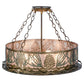 Meyda Lighting Mountain Pine 22" 4-Light Antique Copper & Green Needles Semi-flush Mount Ceiling Light With Silver Mica Shade Glass