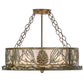 Meyda Lighting Mountain Pine 22" 4-Light Antique Copper & Green Needles Semi-flush Mount Ceiling Light With Silver Mica Shade Glass