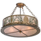 Meyda Lighting Mountain Pine 22" 4-Light Antique Copper & Green Needles Semi-flush Mount Ceiling Light With Silver Mica Shade Glass