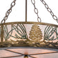 Meyda Lighting Mountain Pine 22" 4-Light Antique Copper & Green Needles Semi-flush Mount Ceiling Light With Silver Mica Shade Glass
