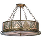 Meyda Lighting Mountain Pine 22" 4-Light Antique Copper & Green Needles Semi-flush Mount Ceiling Light With Silver Mica Shade Glass