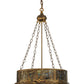Meyda Lighting Mountain Pine 22" 4-Light Antique Copper Inverted Pendant Light With Green & Brown Shade Glass