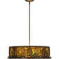 Meyda Lighting Mountain Pine 22" 4-Light Antique Copper Inverted Pendant Light With Multi-Colored Shade Glass