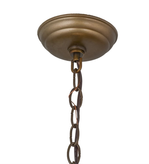 Meyda Lighting Mountain Pine 22" 4-Light Antique Copper Inverted Pendant Light With Silver Mica Shade Glass
