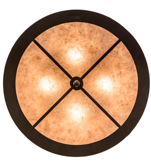 Meyda Lighting Mountain Pine 22" 4-Light Oil Rubbed Bronze Flush Mount Light With Silver Mica Shade Glass