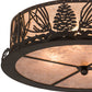 Meyda Lighting Mountain Pine 22" 4-Light Oil Rubbed Bronze Flush Mount Light With Silver Mica Shade Glass