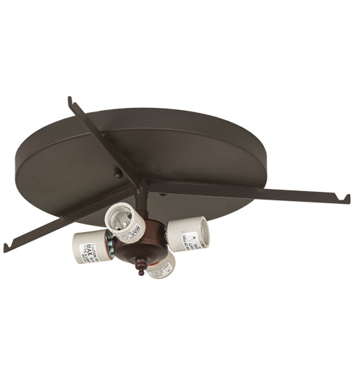 Meyda Lighting Mountain Pine 22" 4-Light Oil Rubbed Bronze Flush Mount Light With Silver Mica Shade Glass