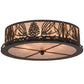Meyda Lighting Mountain Pine 22" 4-Light Oil Rubbed Bronze Flush Mount Light With Silver Mica Shade Glass