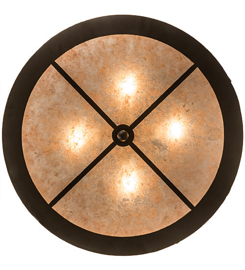 Meyda Lighting Mountain Pine 22" 4-Light Oil Rubbed Bronze Inverted Pendant Light With Silver Mica Shade Glass
