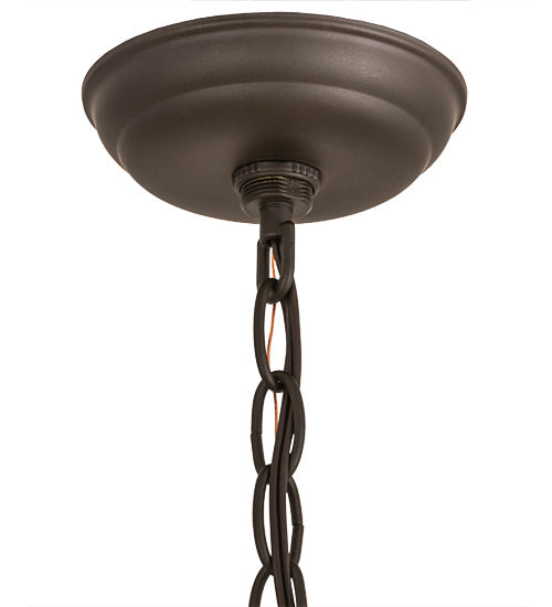 Meyda Lighting Mountain Pine 22" 4-Light Oil Rubbed Bronze Inverted Pendant Light With Silver Mica Shade Glass