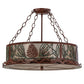 Meyda Lighting Mountain Pine 22" 4-Light Rust & Green Needles Semi-flush Mount Light With Silver Mica Shade Glass