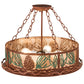 Meyda Lighting Mountain Pine 22" 4-Light Rust & Green Needles Semi-flush Mount Light With Silver Mica Shade Glass