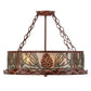 Meyda Lighting Mountain Pine 22" 4-Light Rust & Green Needles Semi-flush Mount Light With Silver Mica Shade Glass