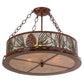 Meyda Lighting Mountain Pine 22" 4-Light Rust & Green Needles Semi-flush Mount Light With Silver Mica Shade Glass