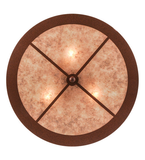 Meyda Lighting Mountain Pine 22" 4-Light Rust & Green Needles Semi-flush Mount Light With Silver Mica Shade Glass
