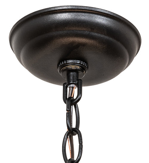 Meyda Lighting Mountain Pine 22" 4-Light Textured Black Inverted Pendant Light With Amber Mica & Beige Shade Glass