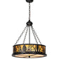 Meyda Lighting Mountain Pine 22" 4-Light Textured Black Inverted Pendant Light With Amber Mica & Beige Shade Glass