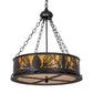 Meyda Lighting Mountain Pine 22" 4-Light Textured Black Inverted Pendant Light With Amber Mica & Beige Shade Glass
