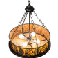 Meyda Lighting Mountain Pine 22" 4-Light Textured Black Inverted Pendant Light With Amber Mica & Beige Shade Glass