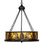 Meyda Lighting Mountain Pine 22" 4-Light Textured Black Inverted Pendant Light With Amber Mica & Beige Shade Glass