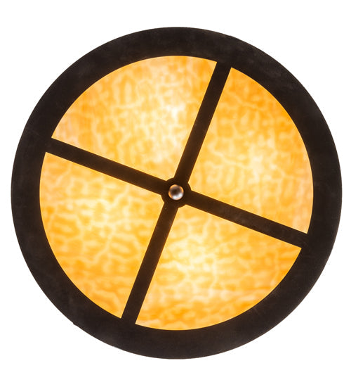 Meyda Lighting Mountain Pine 22" 4-Light Textured Black Inverted Pendant Light With Amber Mica & Beige Shade Glass