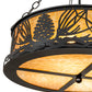 Meyda Lighting Mountain Pine 22" 4-Light Textured Black Inverted Pendant Light With Amber Mica & Beige Shade Glass