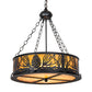Meyda Lighting Mountain Pine 22" 4-Light Textured Black Inverted Pendant Light With Amber Mica & Beige Shade Glass