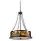 Meyda Lighting Mountain Pine 22" 4-Light Textured Black Inverted Pendant Light With Amber Mica Shade Glass
